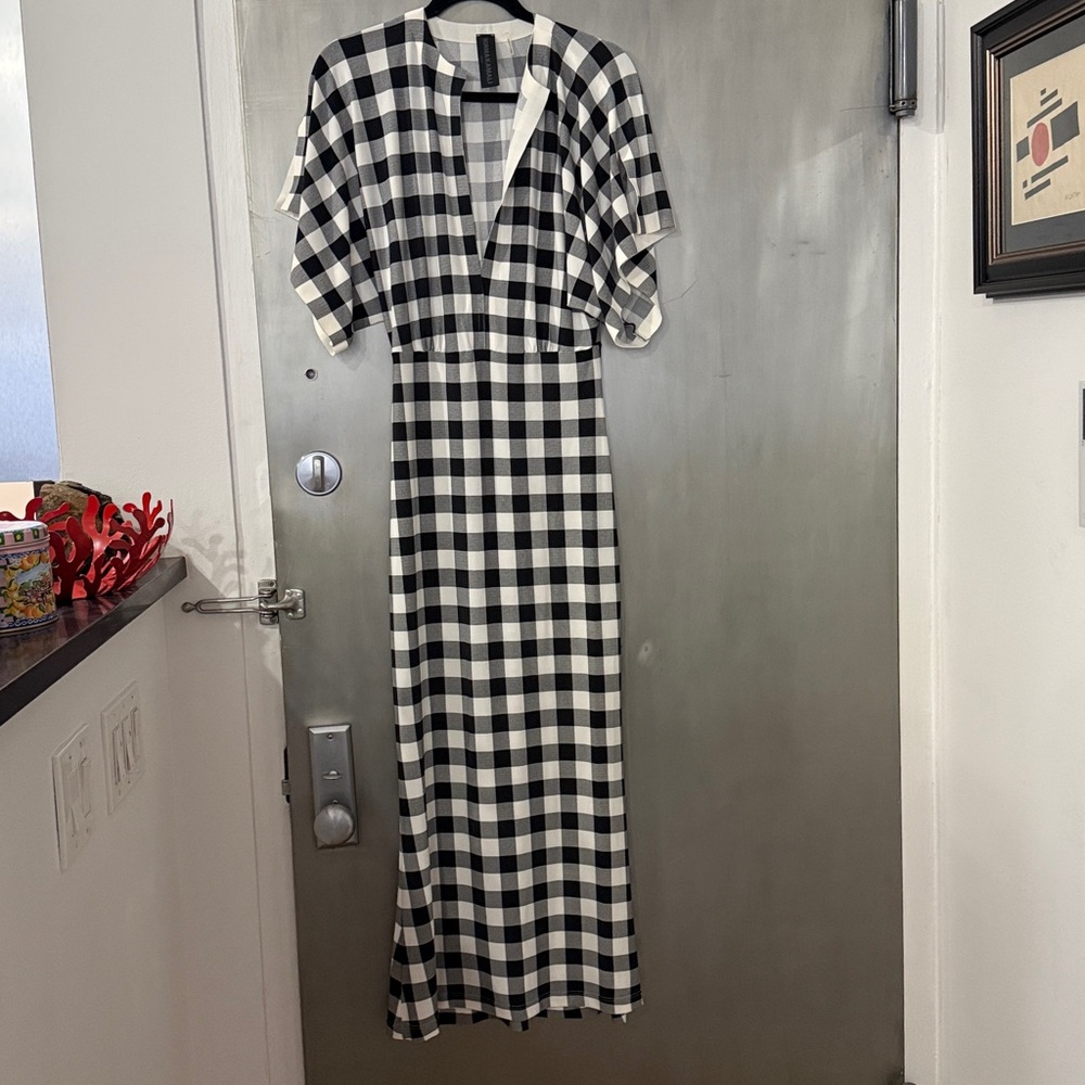 Norma Kamali Obie Gingham Maxi XS - Picture 9 of 16